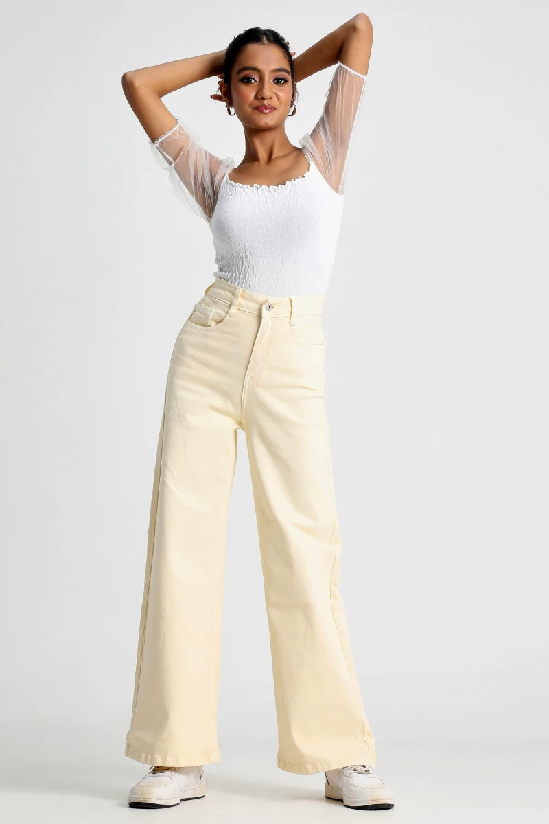 Citrus Lime Wide Leg Jeans by Madish