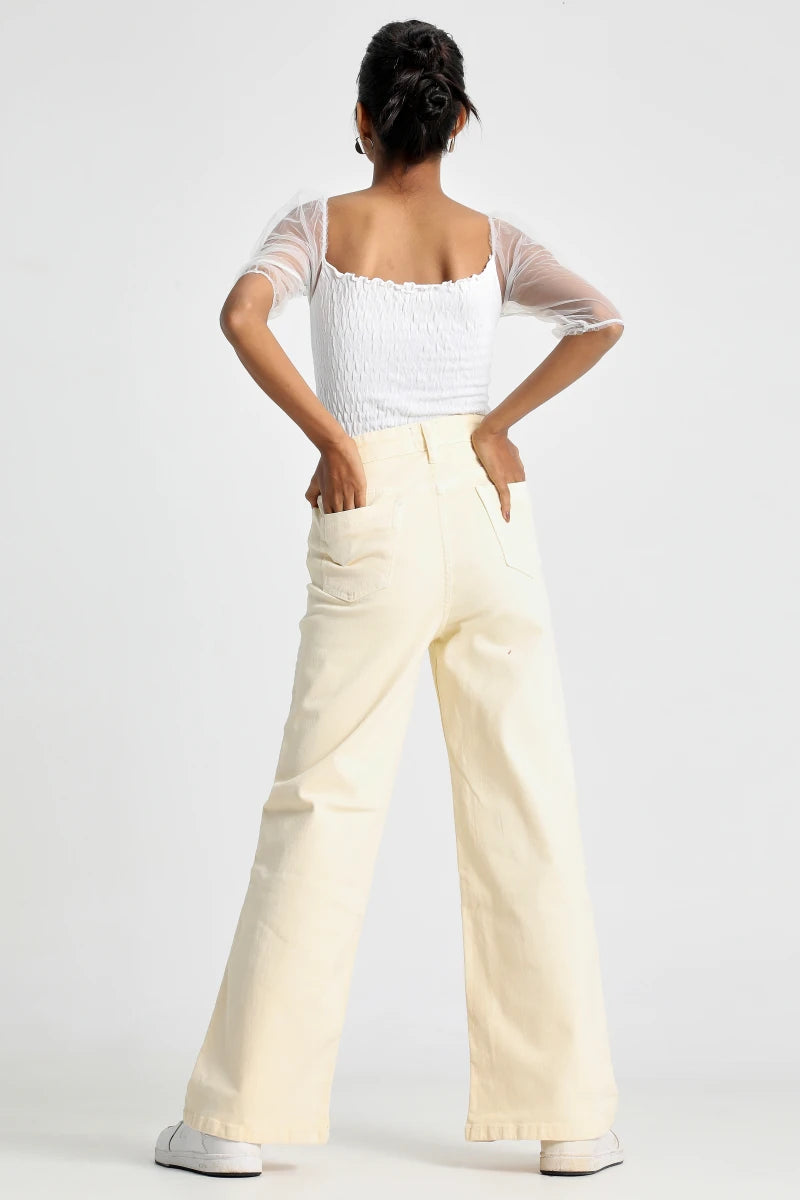 Citrus Lime Wide Leg Jeans by Madish