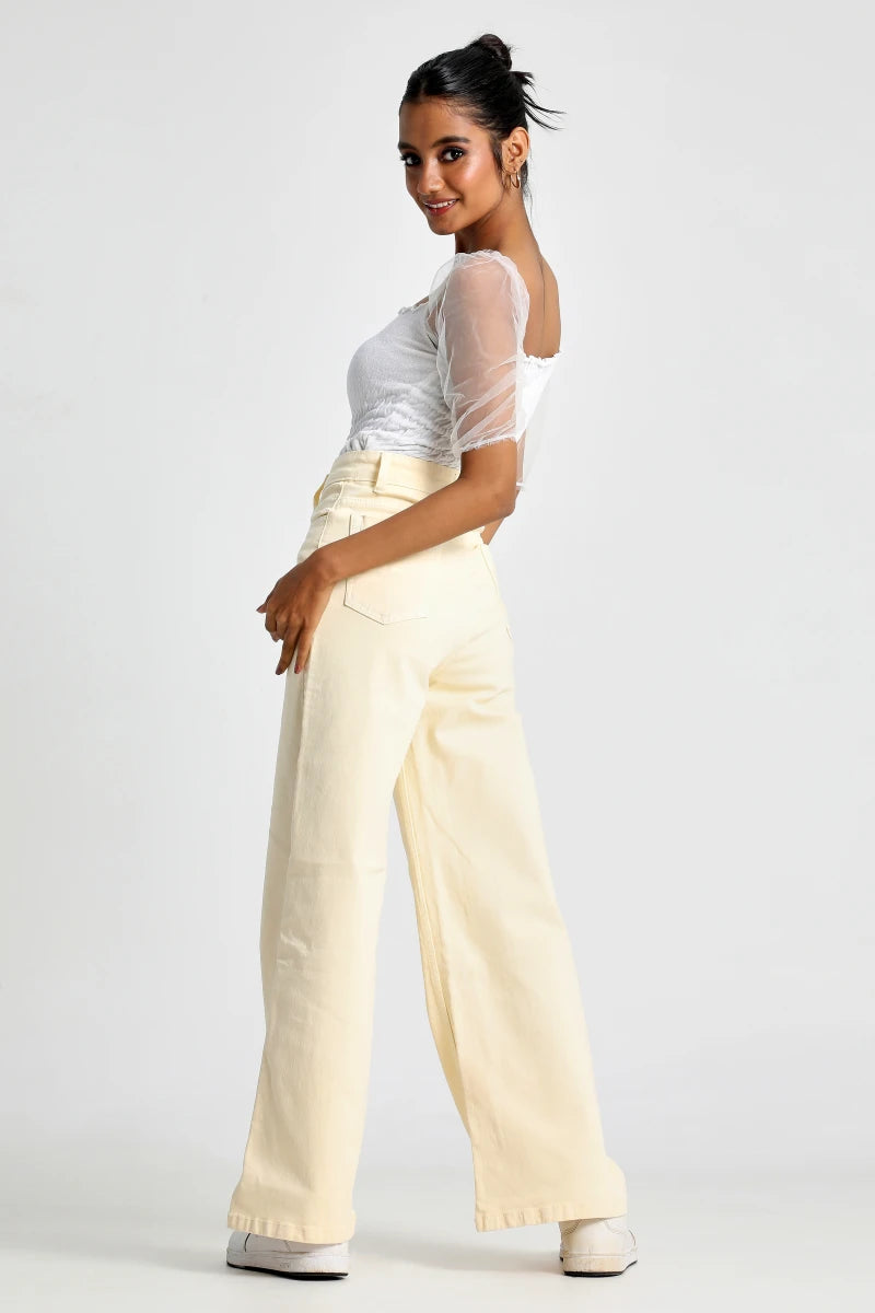 Citrus Lime Wide Leg Jeans by Madish