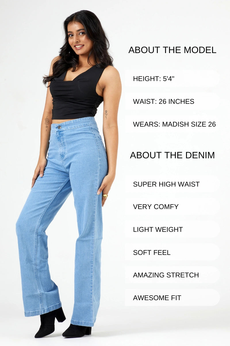 Flared Wide Leg High Waist Jeans by Madish