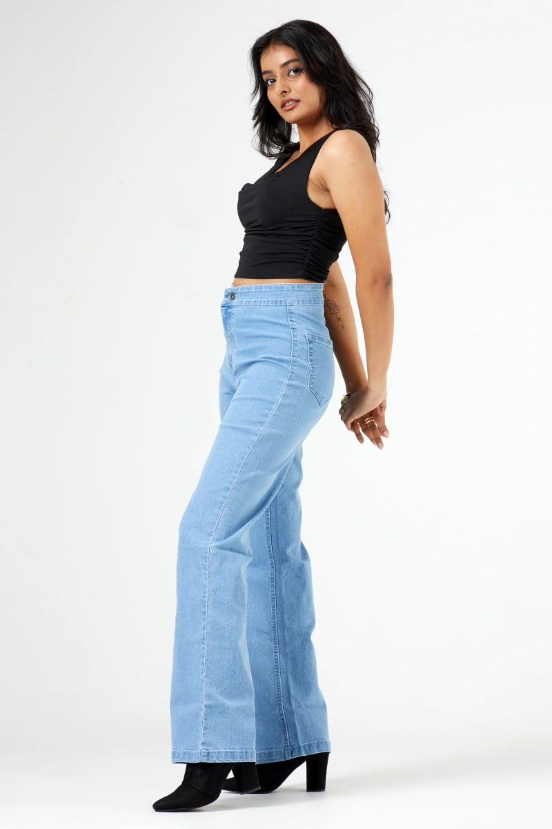 Flared Wide Leg High Waist Jeans by Madish