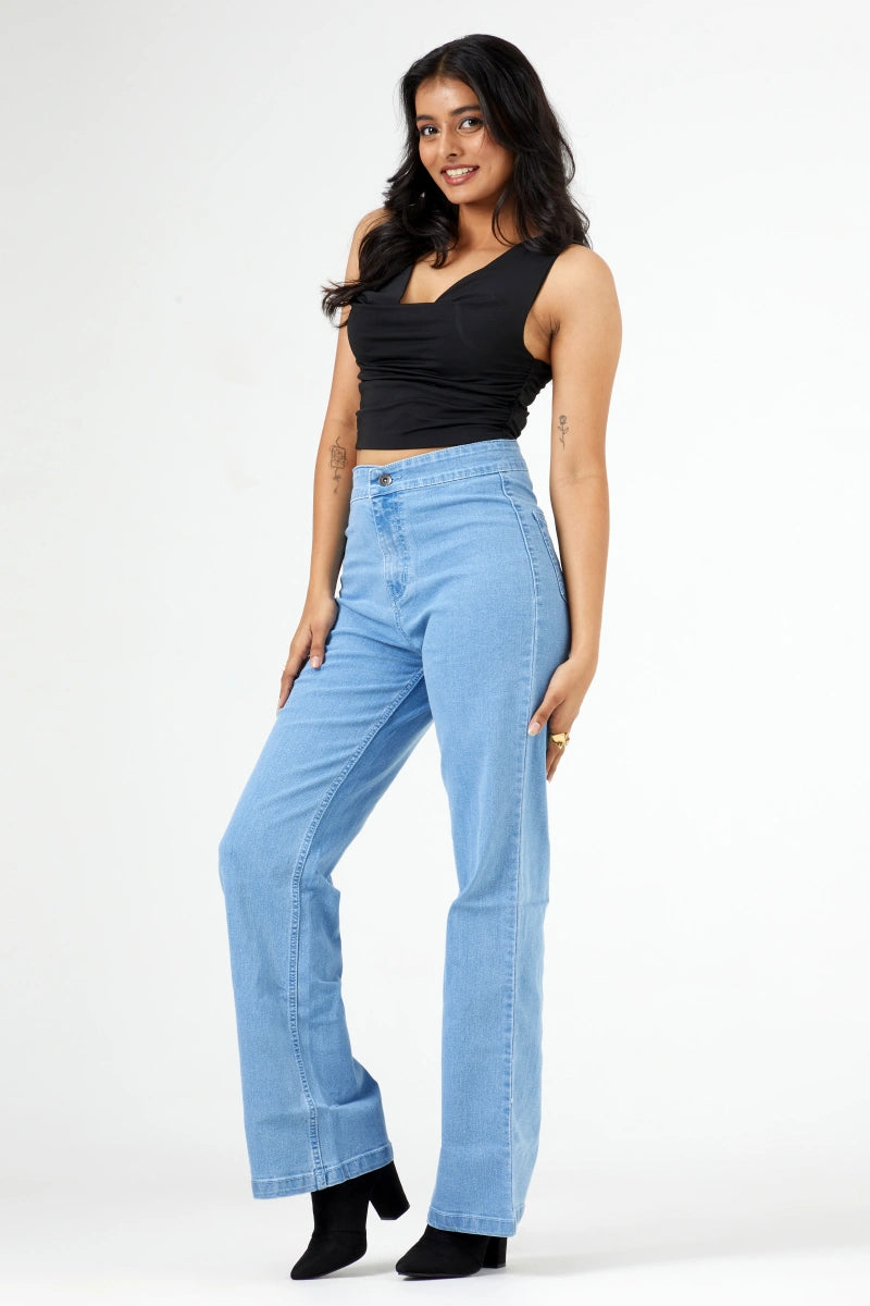 Flared Wide Leg High Waist Jeans by Madish