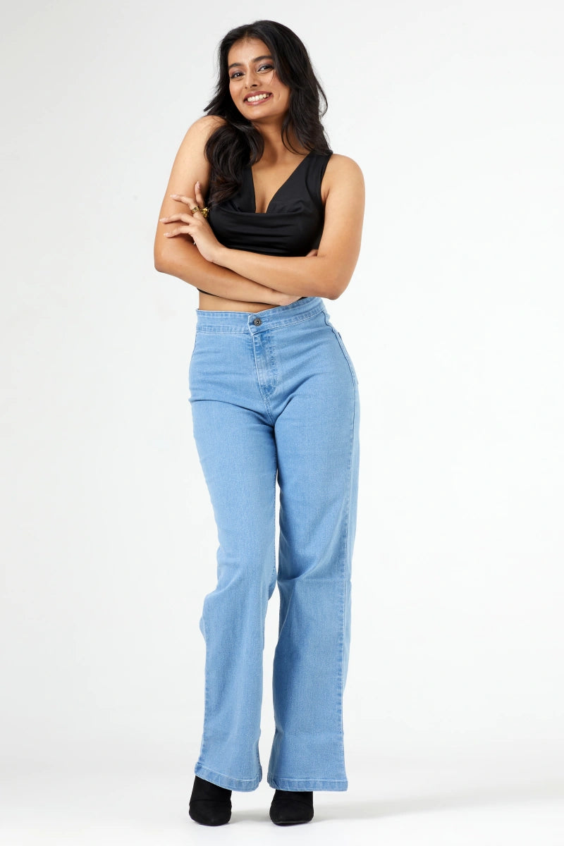 Flared Wide Leg High Waist Jeans by Madish