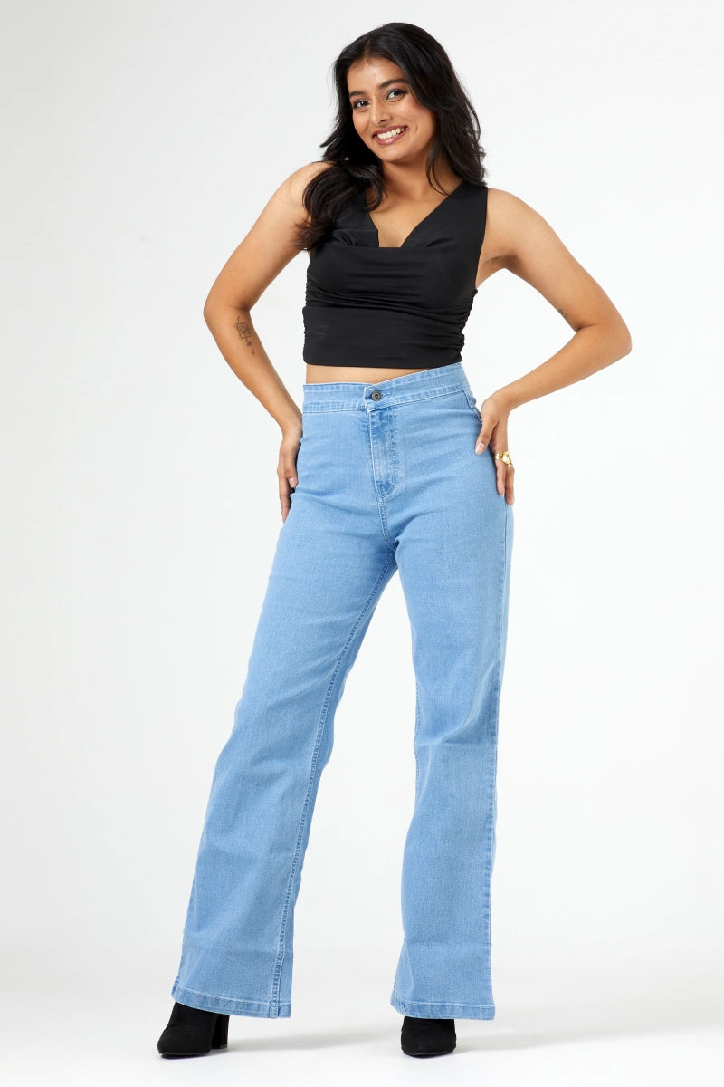 Flared Wide Leg High Waist Jeans by Madish