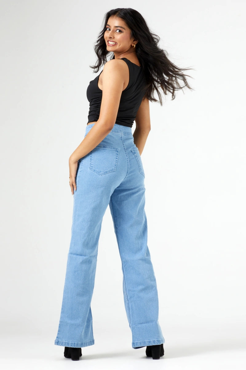 Flared Wide Leg High Waist Jeans by Madish