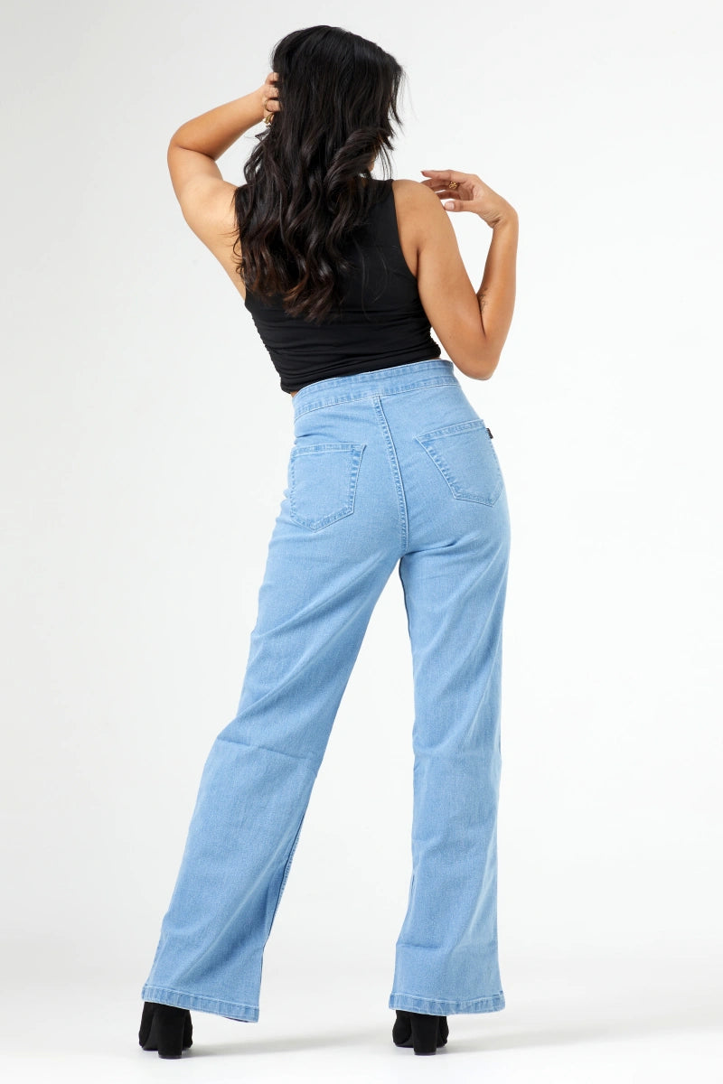 Flared Wide Leg High Waist Jeans by Madish