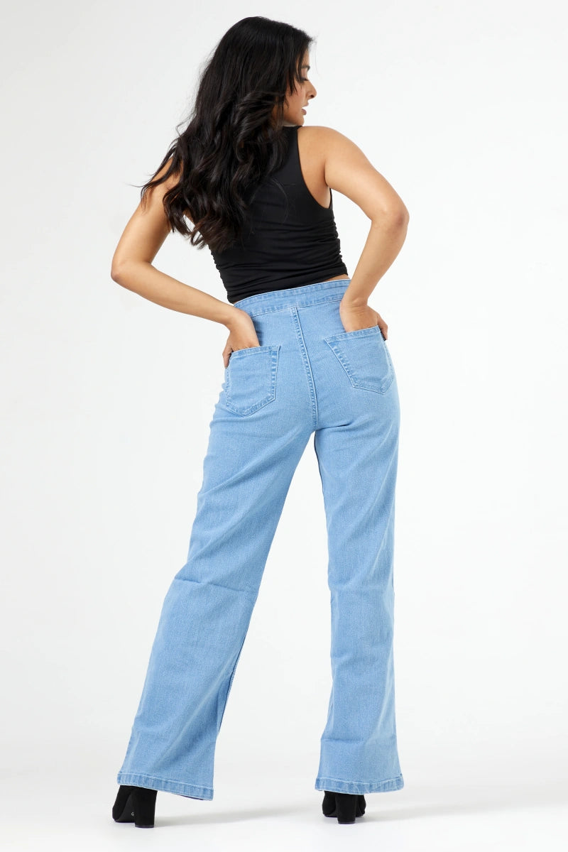 Flared Wide Leg High Waist Jeans by Madish