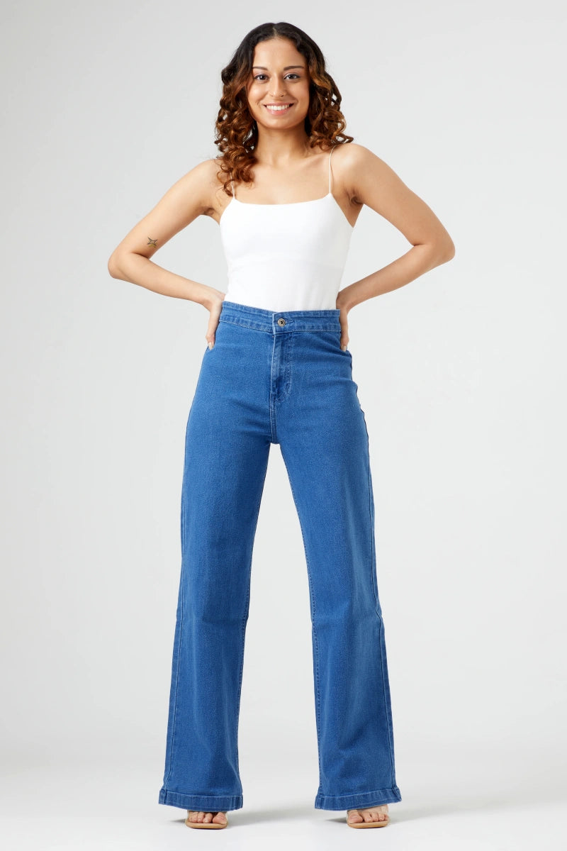 Flared Wide Leg High Waist Jeans by Madish