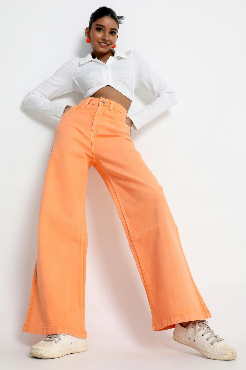 Orange Burst Wide Leg Jeans by Madish