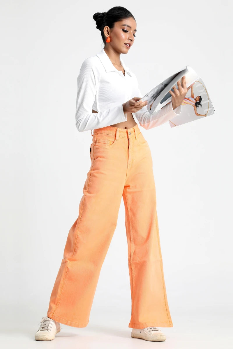 Orange Burst Wide Leg Jeans by Madish