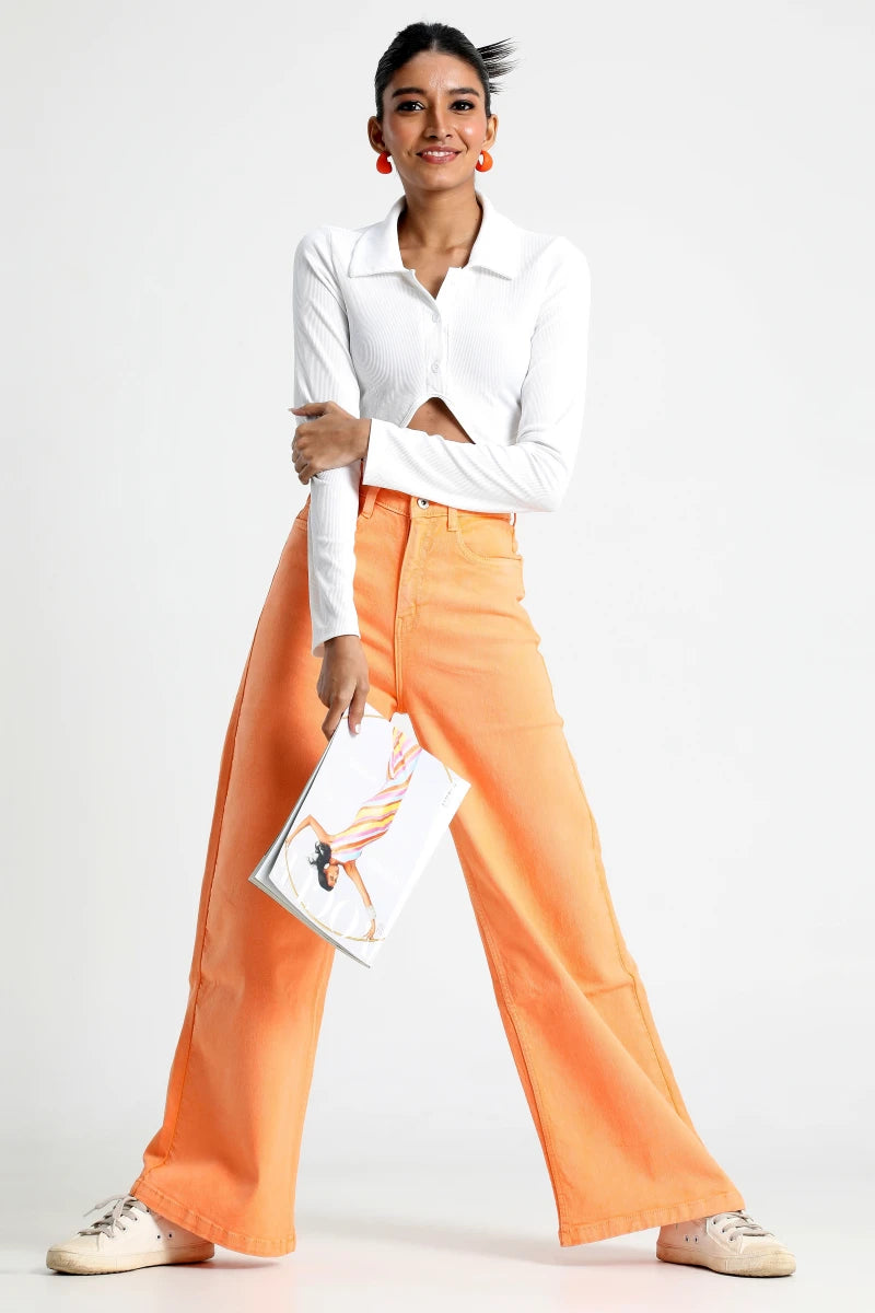 Orange Burst Wide Leg Jeans by Madish