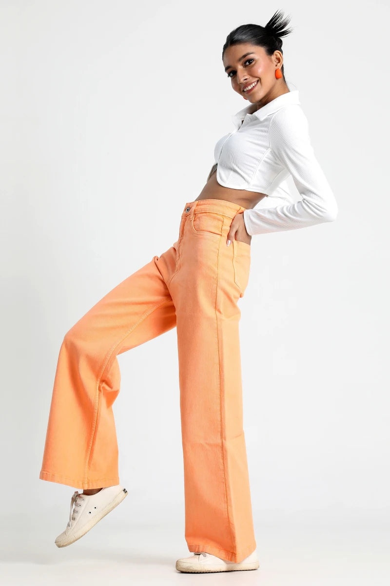 Orange Burst Wide Leg Jeans by Madish