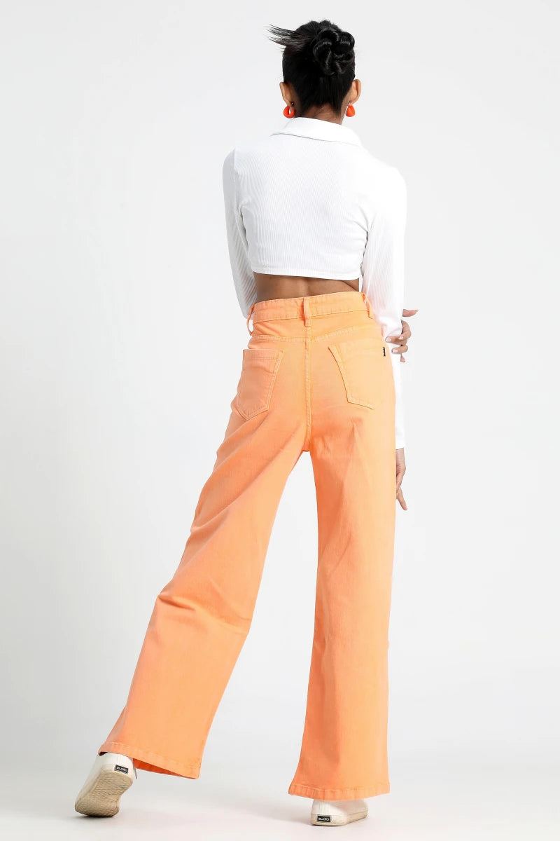 Orange Burst Wide Leg Jeans by Madish