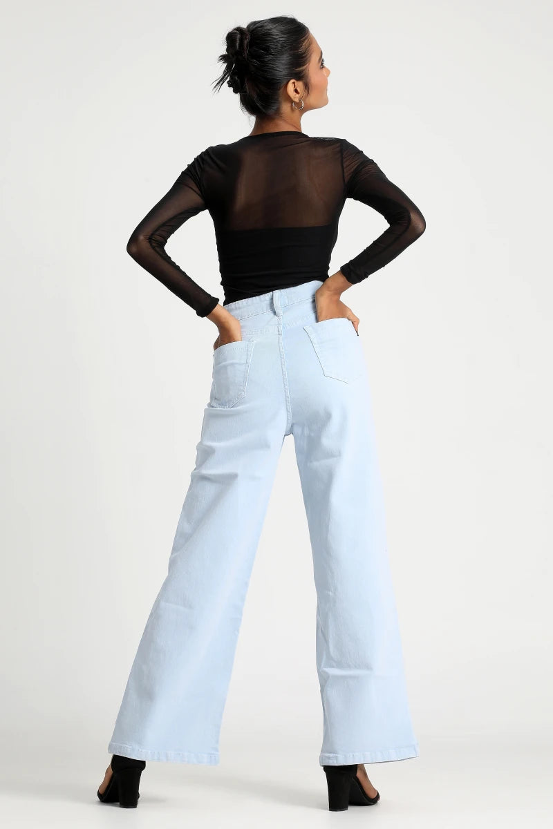 Popsicle Blue Wide Leg Jeans by Madish