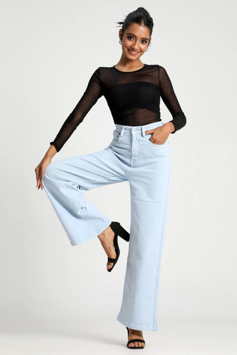 Popsicle Blue Wide Leg Jeans by Madish