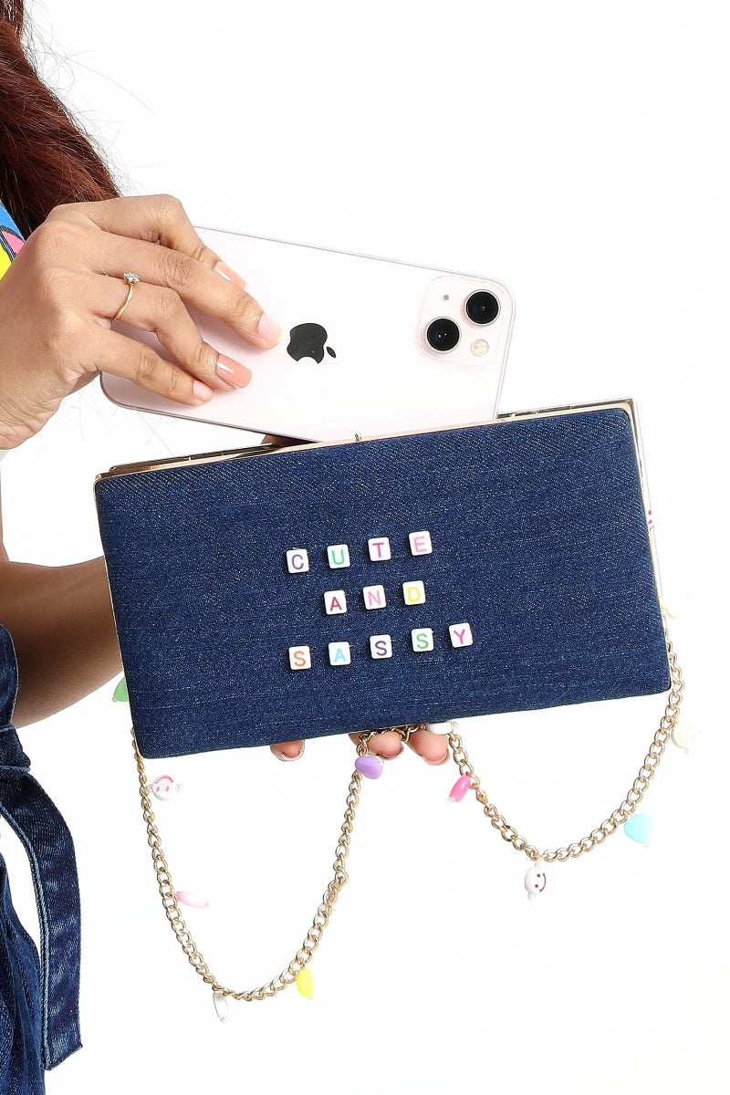 The Cute Sassy Denim Clutch Bag by Madish