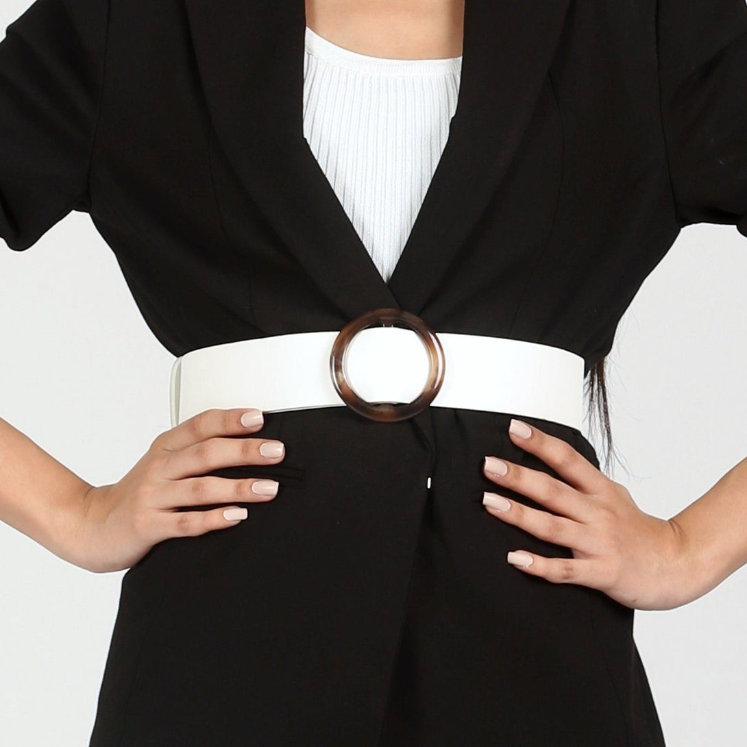 Royal Buckle | High Waist Belt | Madish White / M