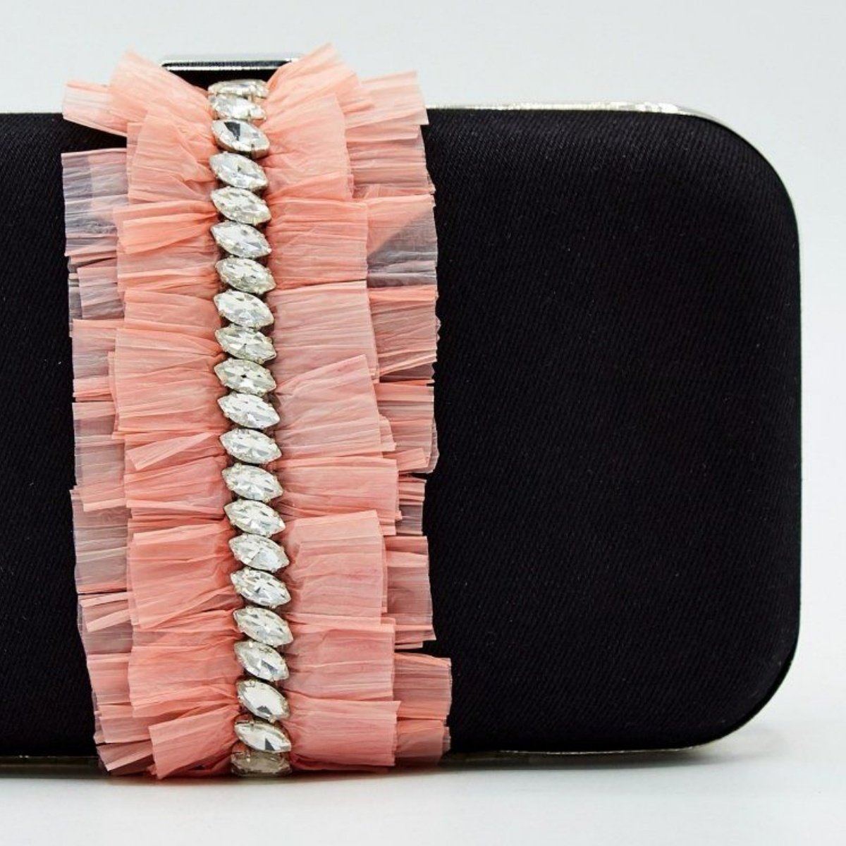 Black and pink online clutch bag