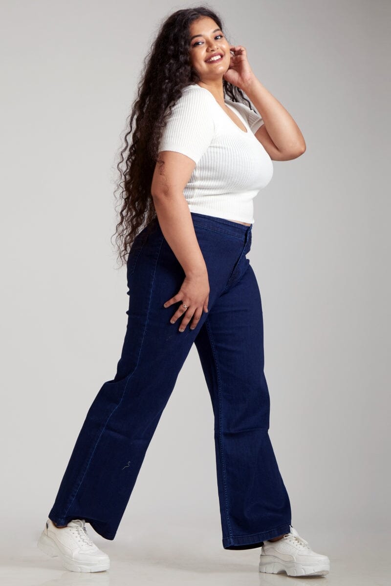 Plus size wide on sale leg flare jeans