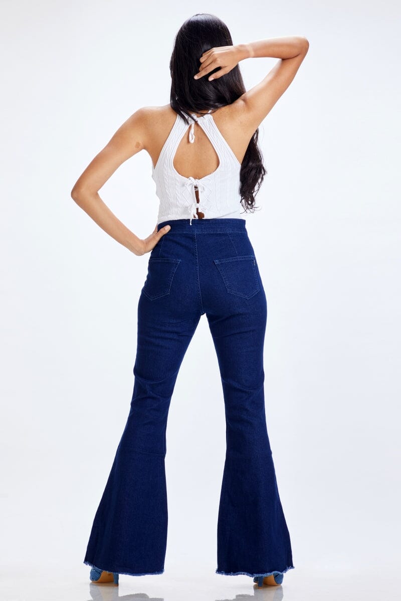 Overall bell sales bottom jeans