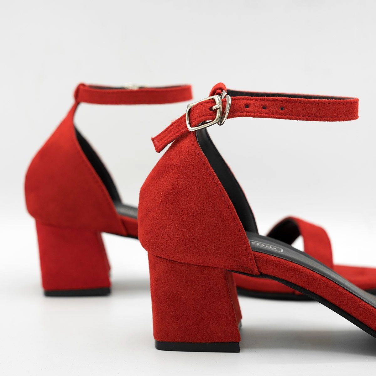 Red block heels ankle strap new arrivals