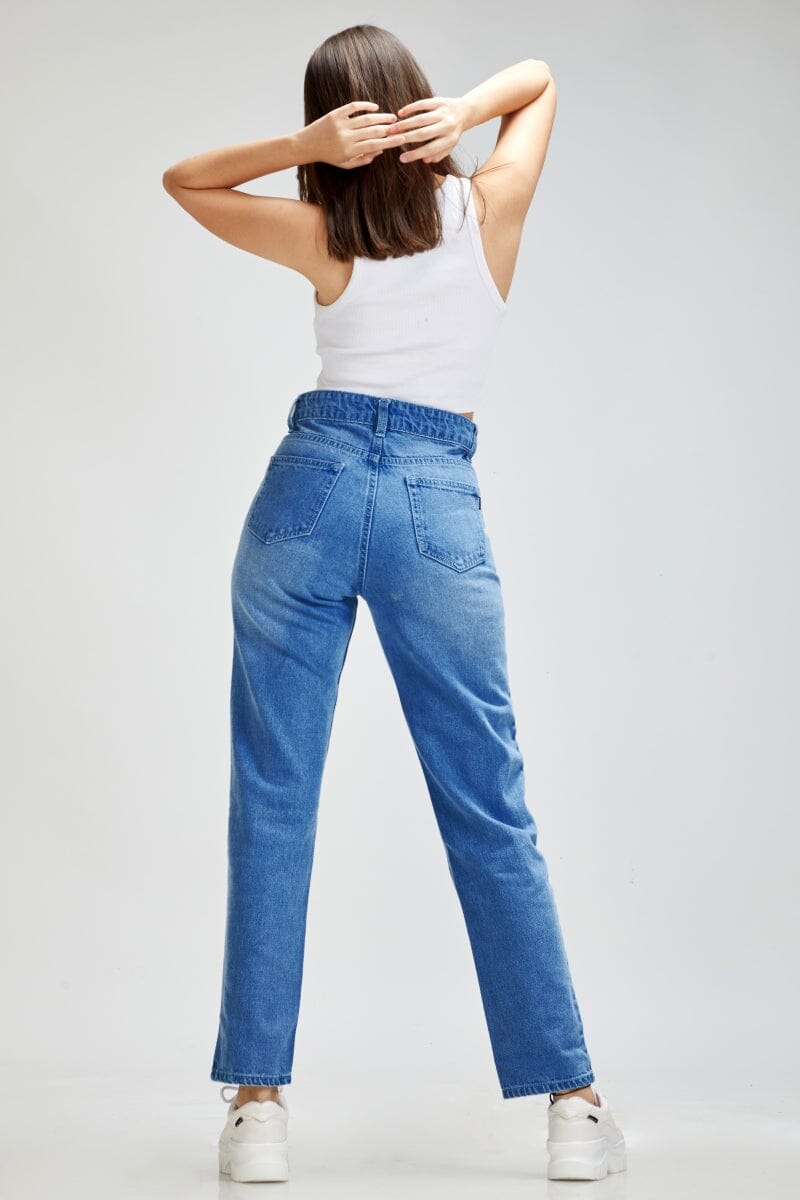 Extra High-Waisted Sky-Hi Straight Black Jeans for Women