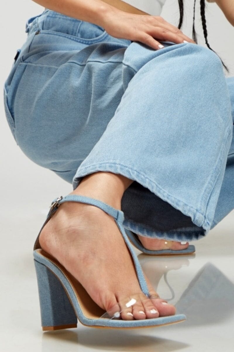 Denim Sandals High Heels Crystal Hexagon | Philipp Plein Outlet